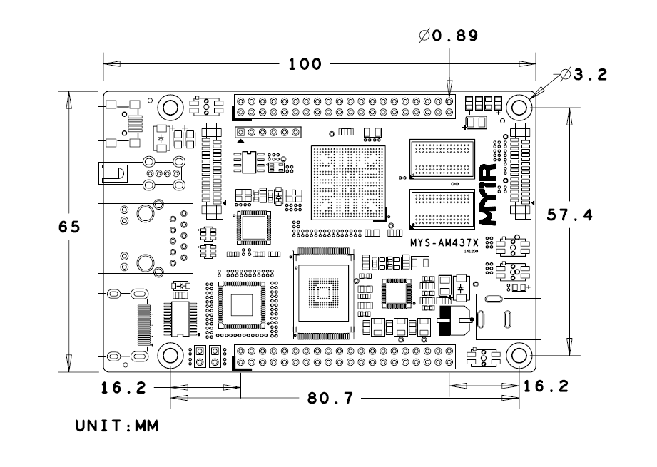 AM437x機(jī)械尺寸圖